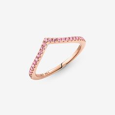 Our bestselling wishbone ring gets a colorful upgrade in this Pandora Timeless Wish Sparkling Pink Ring. Simple yet elegant, this wishbone-shaped 14k rose gold-plated ring is lined with light pink cubic zirconia stones and can be worn on its own as a shimmering statement, or stacks beautifully with other wishbone rings to create a unique look. - Pandora Timeless Wish Sparkling Pink Ring - 14k Rose gold-plated unique metal blend / Cubic Zirconia / Pink - Sz. 10.5 Pandora Stackable Rings, Royal Chain, Wishbone Ring, Pandora Rose, Rose Gold Plated Ring, Gold Armband, Chevron Ring, Pandora Rings, Ring Simple