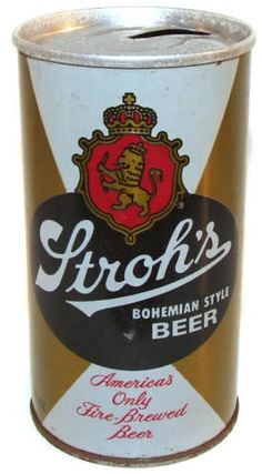 a beer can with the label stroh's bohemian style beer