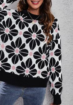 The Emes Shop sweater is detailed with funky geometric floral prints. Features a crew neck line. knit material. long sleeves. and regular fit. Pair it with colored jeans and sneakers for a fun look.MATERIAL:100% AcrylicMEASUREMENTS: Product Length 23.6"-24.4"in 4-6-Small | Waist: 25"-26.5"in | Chest: 33"-34.5"in 6-8-Medium | Waist: 26.5"-28"in | Chest: 34.5"-36"in 8-10-Large | Waist: 28"-29.5"in | Chest: 36"-37.5"in 10-12-X-Large | Waist: 29.5"-31"in | Chest: 37.5"-39"in MEASUREMENTS: Product Le Trendy Crew Neck Jacquard Knit Sweater, Trendy Jacquard Knit Crew Neck Sweater, Casual Jacquard Knit Sweater With Crew Neck, Casual Patterned Crew Neck Sweater, Casual Knit Sweater With Floral Print, Winter Crew Neck Sweater With Geometric Pattern, Trendy Patterned Crew Neck Sweater, Winter Geometric Pattern Crew Neck Sweater, Casual Floral Print Sweater For Fall