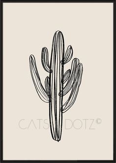 a black and white drawing of a cactus