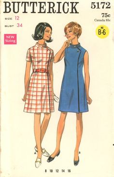 two women's dresses, one in blue and the other in red with white checks