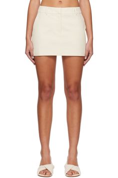 Anna Quan: Beige Bethany Miniskirt | SSENSE Chic Cotton Pencil Skirt, Summer Workwear Mini Skirt With Belt Loops, Cotton Skirt With Belt Loops, Chic Relaxed Mini Skirt With Belt Loops, Cotton Mini Skirt With Belt Loops, Chic Spring Cargo Skirt With Belt Loops, Fitted Cotton Mini Skirt With Belt Loops, Elegant Fitted Cargo Skirt For Spring, Chic Fitted Short Cargo Skirt