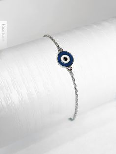 Silver Dark Blue Zirconia Evil Eye Chain Bracelet. 925 Sterling Silver. Good Luck and Protection Jewelry. Elegant Blue Sterling Silver Chain Bracelet, Tarnish Resistant Sterling Silver Round Bracelet, Tarnish-resistant Sterling Silver Round Bracelet, Tarnish-resistant Round Sterling Silver Bracelet, Minimalist Blue Bracelets, Sterling Silver Evil Eye Jewelry, Silver Sterling Silver Evil Eye Jewelry, Silver Sterling Evil Eye Jewelry, Evil Eye Silver Jewelry In Sterling Silver