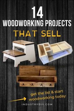 Rustic bedside pallet table Kids Woodworking Projects, Woodworking Items That Sell, Vinyl Record Display, Woodworking Projects For Kids, Wood Projects That Sell, Woodworking Projects That Sell, Wood Pallet Projects