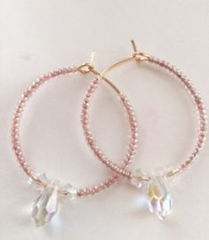 1 inch diameter hoop earring.Light pink and clear gem bead earring. Bead Hoop Earrings, Bead Earring, Simple Lighting, Beaded Hoop Earrings, Beaded Hoops, Jewelry Earrings Hoops, Beaded Earrings, Favorite Jewelry, 1 Inch