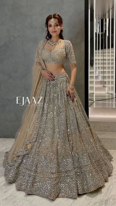 Engagement Dress For Girl, Silver Lehenga, Indian Wedding Reception Outfits, Baju Kahwin