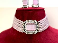 Indian Jewellery- high quality baby pink choker set ------------------------------------------------------------------------------ ♡ SPECIAL PRICING ♡   Buy 2 or more items and get free delivery anywhere in Canada. Free US delivery for orders over $35 USD ♡ WEBSITE ♡  Shop directly on our website for more deals  www.TheJewelBlitz.com  ------------------------------------------------------------------------------ ♡ SHIPPING ♡   All of our orders come with tracking and are usually shipped next day Elegant Handmade Pink Choker, Pink Adjustable Choker For Wedding, Adjustable Pink Choker For Wedding, Wedding Pink Adjustable Choker, Bollywood Style Pink Necklace For Gifts, Pink Bollywood Choker For Celebration, Traditional Pink Choker For Festive Occasions, Traditional Handmade Pink Choker, Bollywood Style Pink Choker For Wedding