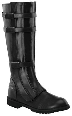 Men's Walker Boots #130 - Black Nerd Cave, Cale Henituse, Black Knee Boots, Low Heel Flats, Boots Combat, Pu Boots, Black Knee High Boots, Boot Straps, Costume Shoes