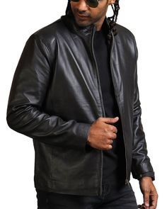 Men's Biker Black Leather Jacket Introducing a must-have piece from the AlexGear designer collection: the men's classic black jacket. A timeless piece of outerwear that fulfills all your fashion needs, this jacket is bound to become one of your most cherished possessions in your wardrobe. Featuring a simple design, it exudes sophisticated allure while offering ease of styling with any attire. Featuring top-notch craftsmanship, this black biker jacket is constructed utilizing premium-quality genu Classic Business Biker Jacket, Classic Long Sleeve Business Biker Jacket, Masculine Fitted Black Leather Jacket, Modern Black Biker Jacket For Formal Occasions, Classic Black Formal Biker Jacket, Fitted Masculine Black Outerwear, Black Fitted Masculine Outerwear, Black Fitted Outerwear, Fitted Black Masculine Outerwear