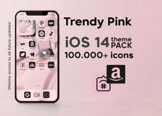 an iphone with the text trendy pink on it and icons in front of it