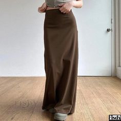 Fisdy - Elegant High-Waisted Skirt with Flared Hem High Waist Long Skirt, Flowy Style, Half Body, High Waisted Maxi Skirt, Crop Top Dress, Wrap Around Dress, Wrap Around Skirt, Long Skirts For Women, High Waist Dress