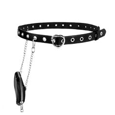 PRICES MAY VARY. Women Leather Punk Belt Body Chain, comfortable and lightweight to wear, great unique and fashionable accessories. Material: PU leather and alloy. Adjustable Waist Belt: The whole length 39 inches, purse size (10*11cm)3.9*4.3". Rocker PU leather belt with chic design will make you attractive to get more compliment. The stylish belt with the detachable chain makes the belt be a great waist accessories for punk suits or Gothic cosplay parties. Milakoo Grommet Belt with Heart-shaped Wallet Pouch for Women Punk Rock Belt for Jeans Pants Punk Belt, Waist Accessories, Gothic Cosplay, Grommet Belt, Belt For Jeans, Fashionable Accessories, Ring Der O, Branded Belts, Wallet Pouch