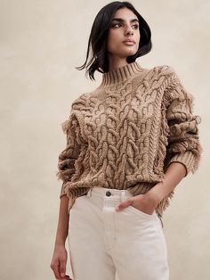 Chubut Merino-Cashmere Sweater | Banana Republic Woolen Clothes, I Fall To Pieces, Taupe Sweater, Wool Clothing, Women Sweaters, High Waist Fashion, Pinterest Fashion, Women's Sweaters, Outfits Casual