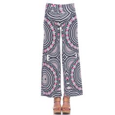 Amp up your wardrobe with these popular wide-legged palazzo pants in exciting fashion prints. You'll feel comfortable and relaxed, yet well-dressed for any occasion. Made with premium quality stretchy knit. Size: medium. Color: red geo. Gender: female. Age Group: adult. Pattern: Geometric. Material: Polyester. Printed Palazzo Pants, Wide Leg Palazzo Pants, Smart Dress, White Mark, Bottom Clothes, Palazzo Pants, Well Dressed, How To Feel Beautiful, Leisure Wear