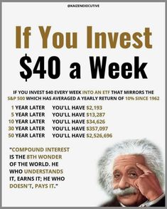 a poster with the words if you invest $ 40 a week and an image of albert davis