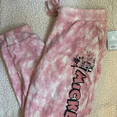 Disney Store New With Tags Pink Tie Dye Minnie Mouse Joggers So Soft And Comfy Size Xl Tie Dye Disney, Disney Pants, Tie Dye Sweatpants, Soft Joggers, White Tuxedo, Mickey Mouse Christmas, Red Fleece, Grey Sweatpants, Pink Tie