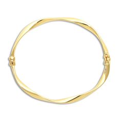 High-polish ribbons twist elegantly around this incredible women's bangle bracelet. 14K Yellow Gold Secures with a tongue clasp. From the Italia D'Oro Collection. Exclusively available from Jared® the Galleria of Jewelry. Elegant Hoop Bangle With Polished Finish, Flexible Yellow Gold Bangle For Formal Occasions, Elegant 14k Gold Flexible Bangle, Elegant Adjustable Hoop Gold Bracelet, Modern Twist Bangle For Formal Occasions, Formal Flexible Yellow Gold Cuff Bracelet, Formal Adjustable Gold Bracelet, Formal Adjustable Flexible Gold Bracelet, Formal Flexible Yellow Gold Bangle