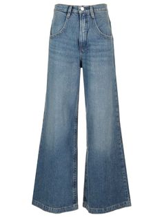 "Skater Jean" jeans from Frame in light blue rigid denim, high waist, exaggerated welt pockets, wide leg and floor-length internal seam, relaxed fit. Frame Jeans, Versace Designer, Barbour Steve Mcqueen, Skater Jeans, Jeans For Women, Denim Design, Shirt Skirt, Yoga Wear, Shirt Accessories