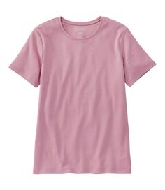 Better than a basic tee, our high-quality combed cotton and subtle styling make this women's short-sleeve crewneck a soft, comfortable, great-value choice for every day. Slightly Fitted: Softly shapes the body. Falls at hip. 100% combed cotton. Machine wash cold with like colors, tumble dry low. Interlock-knit from fine, strong yarns that are ultrasoft and resist pilling. Slightly shaped sides make tucking in neat and comfortable, or wear untucked for a flattering fit. Printed label. Imported. Fit: Slightly Fitted | Women's L.L.Bean Tee, Short-Sleeve Crewneck, Cotton Classic Short Sleeve T-shirt, Classic Scoop Neck Relaxed Fit T-shirt, Comfortable T-shirt For Spring, Classic Scoop Neck T-shirt For Spring, Knit Tops, Printing Labels, Women's Shirts, Basic Tee, Ll Bean