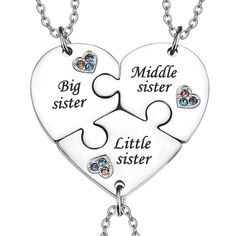 PRICES MAY VARY. ♬Three pendants combine into one heart: symbolize the heart to heart friendship between you and your sisters. ♬Material: made of high grade Durable Stainless Steel, 100% Hypoallergenic, no rust, no fading, no allergies. ♬This is Sister Necklace, a great gift to show your love to sisters, it means forever love ♬Measurement： Chain Length: 20inch/50cm , Pendant dimention: 1.45inch x 1.57inch / 3.7cmx4cm (L x W) ♬BEST SERVICE FOR YOU – We Promise 30 Days Exchange or Money Back Guara Friendship Necklace With Heart Pendant And Charm, Double Heart Charm Necklace For Friendship, Friendship Necklace With Heart Pendant, Nickel-free Heart Pendant Necklace For Friendship, Friendship Charm Necklaces With Heart Pendant For Mother's Day, Personalized Double Heart Necklaces For Friendship, Mother's Day Friendship Charm Necklace With Heart Pendant, Mother's Day Heart Pendant Charm Necklace For Friendship, Personalized Heart Pendant Necklace For Friendship