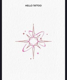 the cover of hello tattoo, with pink ink on white paper and stars in the middle