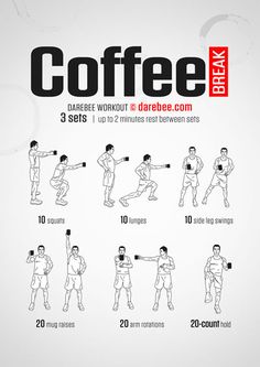 a poster with instructions for how to do a kettlebell workout in the coffee break