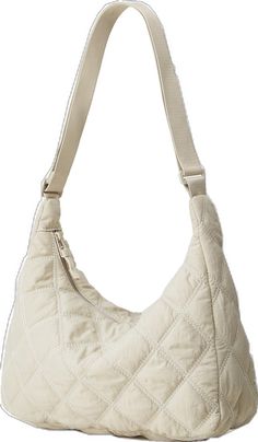 Everyday Quilted Nylon Shoulder Bag, Trendy Quilted Nylon Shoulder Bag, Quilted Nylon Bag For Daily Use, Casual Quilted Nylon Bag, Trendy Quilted Nylon Bag, Quilted Nylon Crossbody Bag, Lightweight Nylon Shoulder Bag For Everyday Use, Everyday Cream Quilted Shoulder Bag, Everyday Quilted Cream Shoulder Bag