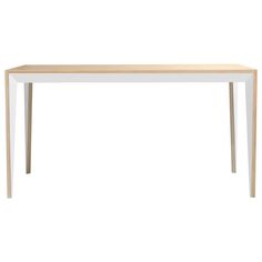 a white and wood table with two legs on the top, against a white background