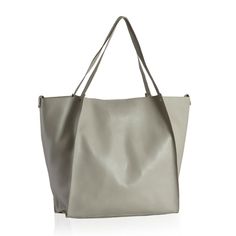 Genuine Gray Leather Tote Shoulder Bag. Size: 14" X 12" X 5". 20" High With Handle. It Has Clip On Closure. 4 Metal Legs On The Bottom, Which Is 3"-4" Wide. Made In India. There Is No Lining Inside. Bag Is Very Soft And Foldable. From Smoke, Pet Free Home Large Chic Box Bag With Top Carry Handle, Large Chic Box Bag, Chic Large Box Bag For Daily Use, Chic Large Box Bag, Large Modern Beige Bag, Versatile Large Capacity Gray Bag, Large Capacity Box Bag For Errands, Elegant Large Bag For Errands, Large Beige Shoulder Bag With Top Carry Handle