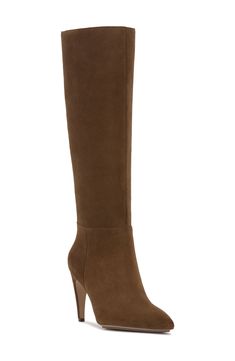 A pointy toe and tapered heel balance a rich leather boot shaped in a knee-high silhouette for timeless appeal. 3 1/4" heel 15 1/4" shaft; 15" regular calf circumference
 15 1/4" shaft; 16" wide calf circumference Side zip closure with elastic gore inset Leather upper/synthetic lining and sole Imported Tall Fitted Heeled Boots With Reinforced Heel, Elegant Brown Heeled Boots With Snip Toe, Fitted Knee-high Boots With Reinforced Heel For Work, Elegant Fitted Heeled Boots With Snip Toe, Classic Tall Fitted Heeled Boots, Formal Brown High Shaft Heeled Boots, Fitted Tall Boots For Formal Occasions, Elegant Tall Brown Boots, Fitted Snip Toe Workwear Boots