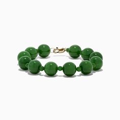 Effy 14K Yellow Gold Jade Bracelet, 202.00 TW | effyjewelry.com Effy Jewelry, Jade Bracelet, Yellow Stone, Jade Beads, Gold Yellow, Beaded Bracelet, Frosting, Gold Metal, Jade