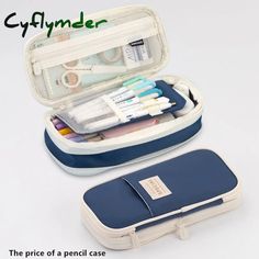 Cyflymder Large Capacity Pencil Case Stationery School Supplies Cases Pouch Office Desk Storage Bag School Supply Storage, Cute Pencil Pouches, School Storage, Large Pencil Case, Canvas Pencil Case, Pencil Case Stationery, Bags For Teens, Stationery Organization, Eid Al Adha