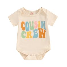 PRICES MAY VARY. Casual Design: Baby sweatshirt romper with colorful letter embroidery, Our Cousin Crew Shirts Matching Outfits for Baby Girl Boy with long sleeves and round neck, bottom button closure, unisex design, cute and comfortable, your little one will receive many compliments wearing it. Soft Material: Cousin crew bubble romper for baby girls boy newborn 0-3 Months, The baby long sleeve romper is made of cotton blend, which is soft, comfortable, breathable, does not irritate the baby's Short Sleeve Cotton Onesie For Spring, Spring Cotton Onesie With Short Sleeve, Cotton Short Sleeve Onesie For Spring, Unisex Casual Short Sleeve Bodysuit For Playwear, Cotton Short Sleeve Bubble Romper For Playtime, Spring White Bodysuit With Cartoon Print, Casual Printed Onesie For Playtime, Spring Onesie With Cartoon Print For Playwear, Cotton Bubble Romper For Playwear