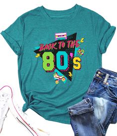 PRICES MAY VARY. Style: This women's 80s shirt features retro graphic design and casual loose fit short sleeves, it suit for all people. Design: Take me to the 80's graphic tee shirts for women, vintage 80s music style tshirts, 80's disco party shirts, vintage music style tee tops, show your love for the 1980s with the 80s apparel saying "take me to the 80's". Material: This retro 1980 music tshirt is made of soft and breathable cotton blend material, it is skin friendly and comfortable to wear 90s Inspired Summer T-shirt With Letter Print, Retro Shirt Design Vintage Style, Pop Culture Funny Print Summer Top, Summer Pop Culture Tops With Funny Print, Summer Pop Culture Top With Funny Print, Summer Retro Print Tops For Streetwear, 90s Inspired Letter Print T-shirt For Summer, Pop Culture Printed Summer Tops, Pop Culture Graphic Design Tops For Summer