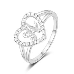 PRICES MAY VARY. VINTAGE LETTER RING: Love Symbol Heart-Shaped Initial Rings With 26 Letter,Different Initial has Different Meaning,You can Wear Just One Capital Letter, or Several Letters at Different Fingers to Make a Unique Word,Meaningful Personalized Gifts For Her. SILVER RING FOR WOMEN: Our Silver Heart Initial Ring Plated with Thicken Silver,A Better Color Retention Effect,Which Make It Non Tarnish and No Fade.Made of High Quality Brass,Ensuring Durability and Long-Lasting Shine,Nickel Le Silver Initial Ring, Initial Rings, Gold Initial Ring, Couple Band, Ring Plate, Letter Ring, Metallic Luster, Thumb Ring, Initial Ring