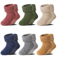 PRICES MAY VARY. HIGH QUALITY BABY SOCKS: These baby anti slip socks are made of 45% wool, 30% polyester, 15% spandex. NON-TOXIC & ECO materilais gentle on baby’s sensitive skin, This ensures that your baby’s feet warm and protected your little baby skins isn’t irritated. ANTI-SLIP & SAFE : The bottoms of the socks are beaded with non-skid material. when you baby start to learn walking, anti-slip grips at the bottom of socks make them easy and safe when walking and running. Our ankle athletic so Crochet Baby Socks, Non Slip Socks, Easy Crochet Baby, Baby Boy Accessories, Toddler Winter, Crochet Socks, Comfortable Socks, Crochet Videos Tutorials, Warm Socks