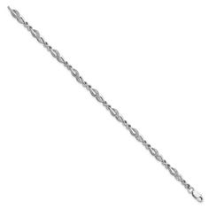 Add a touch of enchantment to your favorite ensemble with this sterling silver link bracelet. Featuring natural diamonds accented highly polished fancy infinity design links for long lasting shine, this 7-inch long bracelet secures with a lobster clasp for perfect hold. Give your wrist a stunning look with this fabulous bracelet. | Belk & Co 0.045 ct. t.w. Diamond Bracelet in Rhodium-plated Sterling Silver, White Modern Silver Diamond Bracelet With Diamond Cut, Elegant Sterling Silver Link Bracelet In White Gold, Modern Silver Link Diamond Bracelet, Elegant White Gold Sterling Silver Link Bracelet, Formal Sterling Silver Chain Bracelet With Diamond Accents, White Gold Link Diamond Bracelet For Formal Occasions, Formal White Gold Link Diamond Bracelet, Formal White Gold Diamond Link Bracelet, Silver Link Diamond Bracelet Fine Jewelry