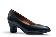 Olivia - Women's Slip-Resistant High Heel Dress Shoes for Work | Shoes For Crews Slip-on Heels With Removable Insole For Formal Occasions, Modern Slip-on Heels For Work, Elegant Heels With Arch Support And Almond Toe, Elegant Almond Toe Heels With Arch Support, Elegant High Heel Court Shoes With Arch Support, Elegant High Heels With Arch Support, Closed Toe Heels With Ortholite Insole, Formal High Heels With Arch Support, Slip-on Heels With Arch Support For Work