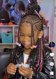 Hairstyles For Black Girls Kids 10-11 Braids, Young Black Girls Braided Hairstyles, Sadi Hairstyles, Toddler Hairstyles Girl African American Braids, Kid Braided Hairstyles, Braided Cornrow Hairstyles For Kids, Beads Hairstyles For Kids, Rubber Band Hairstyles For Kids