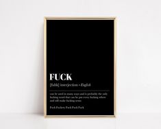 a black and white poster with some type of text on it that says f c k