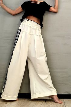 "New collection Avant Garde Loose Pants, Harem Pants Women, Extravagant Cotton Pants, Casual Pants, Punk Pants, Loose Pants ❤️ Extravagant designs and high quality fabrics! ❤️ Materials & Care Cotton Hand wash at low temperatures. Do not machine dry. Do not iron. Do not dry clean! ❤️ Sizing We can make your piece from XS to 5XL! Everything in the shop can be also made according to your measures free of charge! ❤️ Shipping ✈ Ready to ship The time I need to prepare an order for shipping varie Steampunk Shoes, Gothic Pants, Punk Pants, Harem Pants Women, Pants Loose, Black Leather Sandals, Pants Casual, Loose Pants, Black Wedges