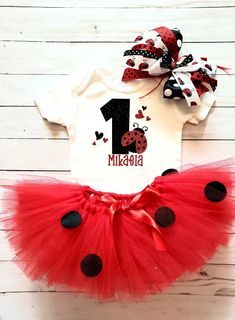 Summer Birthday Outfit, Ladybug 1st Birthday, Summer Birthday Outfits, Birthday Ladybug, Birthday Lady, Ladybug Outfits, Ladybug Birthday