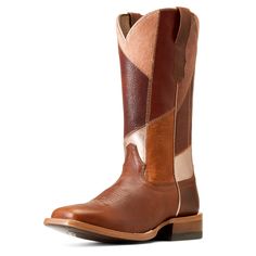 Contrasting leathers and visible stitching give this boot a retro vibe that feels just right for the moment. We also added in an extra layer of heel-to-toe cushioning to keep you going longer. | Product Features : 0 : TekStep provides toe-to-heel cushion for comfort, 1 : Contoured All Day Cushioning insole, 2 : Hand-nailed, color stained Veg Tan leather sole, 3 : Resoleable Goodyear welt construction, 4 : Popular wide square toe profile | Women's Frontier Patchwork Western Boots in Dapper Tan Le Visible Stitching, Female Profile, Leather Cowboy Boots, Veg Tan Leather, Western Boot, Goodyear Welt, Retro Vibe, Cowgirl Boots, Western Boots