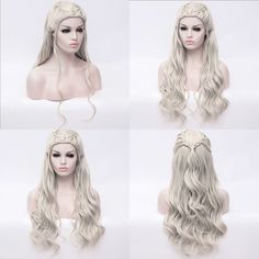 Item Function: 1. Good Quality: Light Gold Tone wigs for women with stylish design and outstanding looking. Made of heat resistant synthetic fiber, soft touch, and natural looking, just like your own real hair. Wigs for women with very stylish designs and pretty looking, make you more beautiful and confident, you will get tons of compliments with this cute wig. The comfortable wig cap with 2 adjustable straps, you can adjust its size to fit your head. The size fits most people. 2. Breathable Net White Hair Wigs For Women, White Hair Wigs, Elf Suit, Cute Wig, Real Hair Wigs, Wavy Style, Braided Wigs, Hair Wigs For Women, Halloween Costume Shop