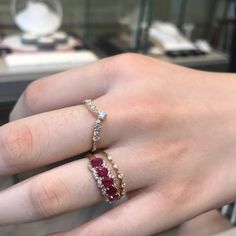 ❶ 14K/18K solid gold. Never tarnish you can wear it all day even when you shower. ❷Natural Diamond 0.13CT  H/Si1 ❸ Yellow Gold /Rose Gold /White Gold Available ❹ ★ 100% Natural Ruby with Traditional Heated. Total Carat Weight 1.3CT ★ Tiny But Every Stone Is selected by a Strict Standard . ★ How To Order Please kindly put your desired ring size in the personalization box and I will take care of the rest for you.You can make your choice this way, thanks!🍓 ★ FREE Engraving up to 3 Characters or Symbols in the necklace for You！ ★Our Jewelry comes with a Lifetime Warranty. (Stone Replacement not included) We believe that jewellery can last long and is meaningful to our customer like a milstone in their life. We have insisted in using 10-18K gold and good quality gemstones for our products. Onl Elegant Ruby Eternity Band In Yellow Gold, Elegant Yellow Gold Ruby Eternity Band, Luxury Stackable Ruby Jewelry, 14k Gold Ruby Half Eternity Ring, Fine Jewelry Stackable Ruby Promise Ring, Ruby Stackable Promise Ring, Elegant Stackable Yellow Gold Ruby Ring, Elegant Stackable Ruby Ring In Yellow Gold, Elegant Stackable Ruby Promise Ring