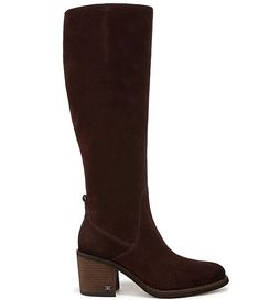 Sam Edelman Soyer Suede Block Heel Tall Boots | Dillard's Tall Leather Boots With Reinforced Heel, Tall Boots With Reinforced Heel, Brown Tall Heeled Boots With Wide Calf, Brown Tall Heeled Boots For Wide Calf, Brown Tall Wide-calf Heeled Boots, Brown Knee-high Boots With Wide Calf, Brown Tall Boots With Stacked Heel, Brown Tall Heeled Boots Medium Width, Leather High Shaft Boots With Reinforced Heel