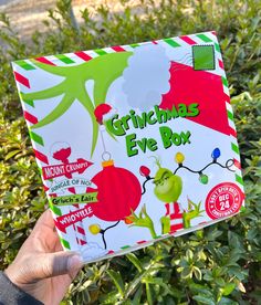 Grinchmas Eve Boxes are the perfect gift for any age! Send it to a loved one or open with the family on Christmas Eve! The boxes are sized 8x8x6. These boxes are full of yummy, personalized treats and activities to do while watching Xmas movies. These boxes will make Christmas even more magical for your little ones. What’s Included In The Grinchmas Boxes: Coloring Book & Crayons Grinch Stickers Swiss Miss Hot Chocolate Hershey Bar Rice Krispy Treat CapriSun Juice Pouch Chip Bag Fruit Snacks Grin Swiss Miss Hot Chocolate, Grinch Stickers, Chocolate Hershey, Family On Christmas, Juice Pouch, Xmas Movies, Hershey Bar, Hershey Chocolate, Letter To Yourself