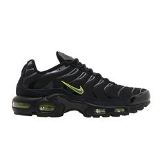 Find NIKE Air Max Plus ' Grey Volt on Editorialist. Air Max Plus 'Black Grey Volt' Green Sneakers For Streetwear With Athletic Fit, Green Athletic Fit Sneakers For Streetwear, Green Sneakers For Streetwear, Sportswear Style, Green Sportswear Sneakers For Streetwear, Green Sneakers For Streetwear, Urban Sneakers With Boost Midsole For Training, Urban Training Sneakers With Boost Midsole, Urban Style Sports Running Shoes With Air Cushioning, Green Streetwear Sneakers