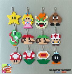 the mario bros christmas ornament collection is on display