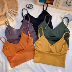 Material+-+Polyester+&+Cotton+* Colour+-+Black+|+Khaki+|+White+|+Blue+|+Green+|+Pink+|+Yellow+|+Gray+|+Caramel+|+Dark+Green Size+-+Free+Size FREE+SHIPPING+ON+WORLDWIDE! Padded Camisole, Tank Crop Top, Female Girl, Womens Basic, Really Cute Outfits, Cute Casual Outfits, Cropped Tank Top, Bra Tops, Short Tops